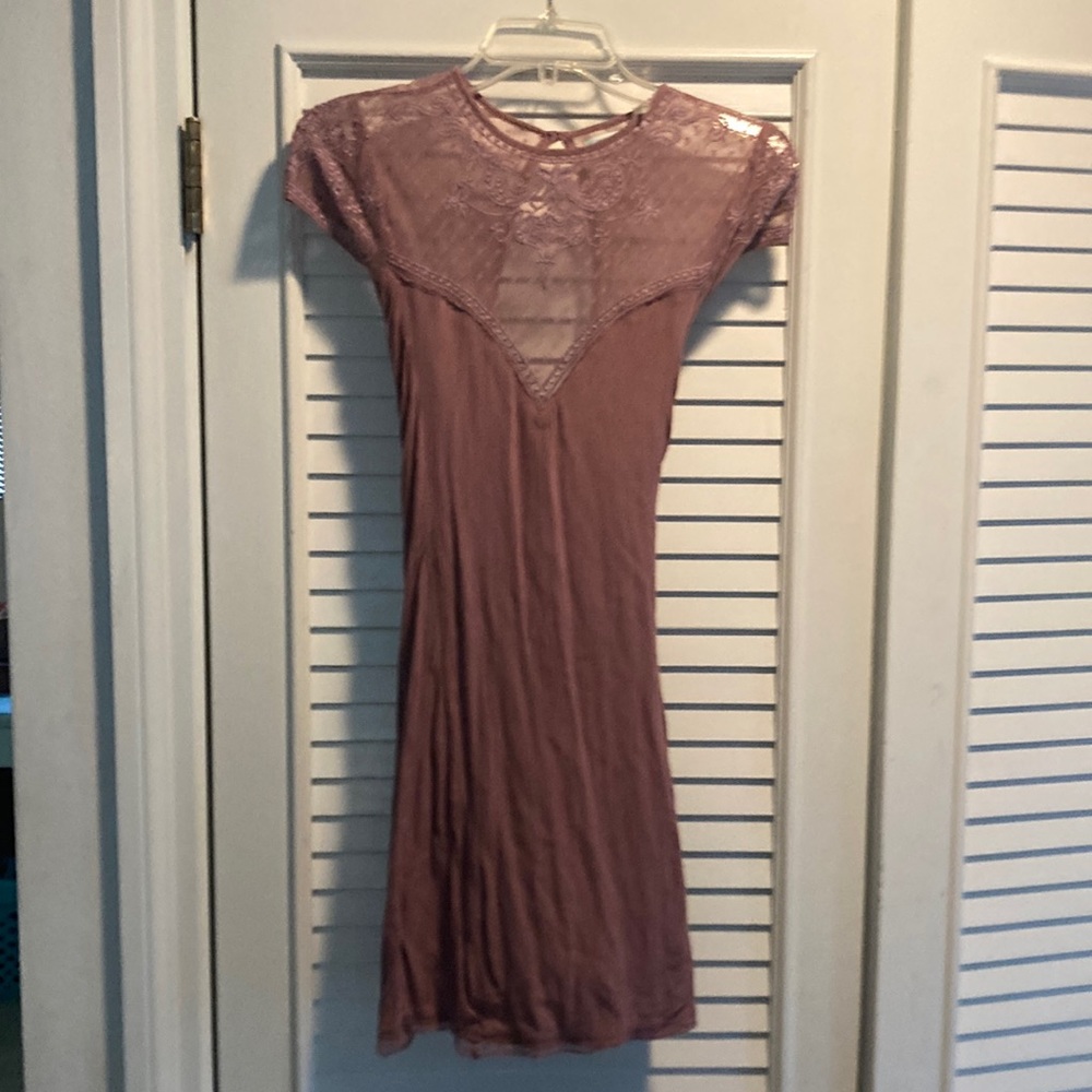 Kimchi Blue Urban Outfitters Embroidery Purple Plum Dress Size Small